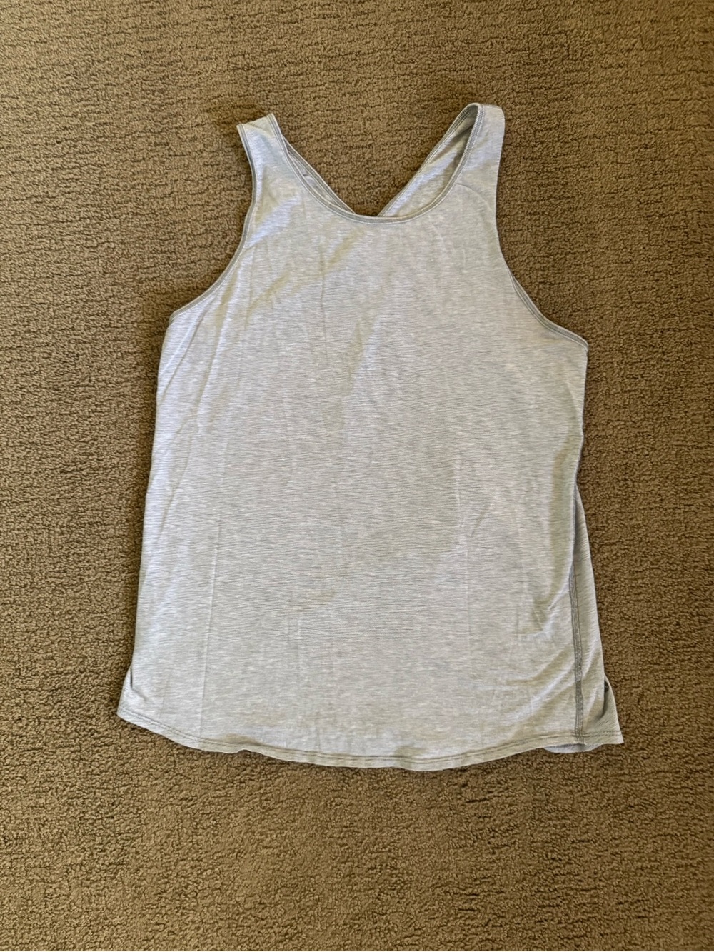 lululemon Light Gray Stripped Scoop-Neck Workout Tank